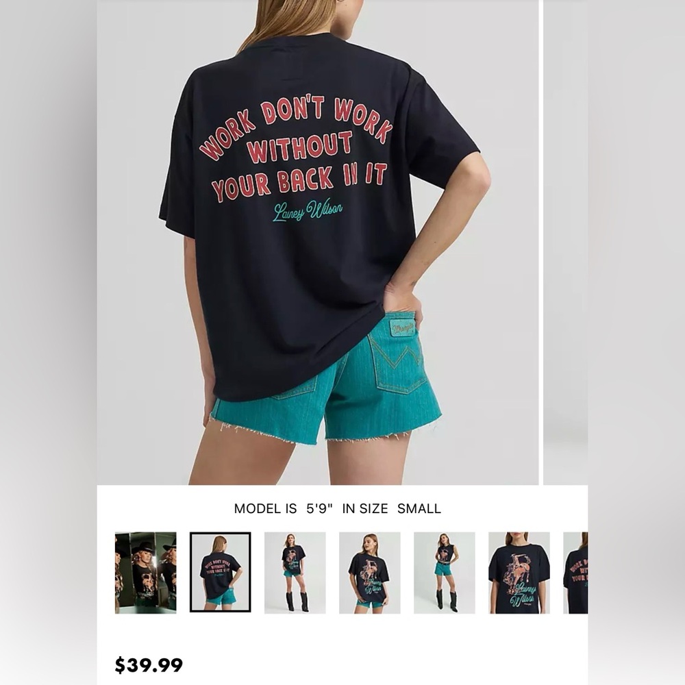Lainey Wilson X Wrangler Work Oversized Tee - Small - Picture 2 of 4